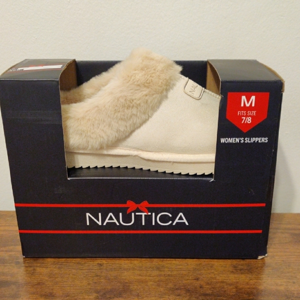 Nautica Beige Plush Slippers - Picture 15 of 15